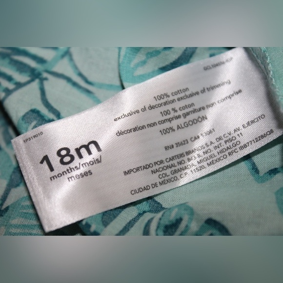 Carters Baby Girl 18 Month 3 Piece Tropical Tank & Bubble Short Set Turquoise - Picture 3 of 3